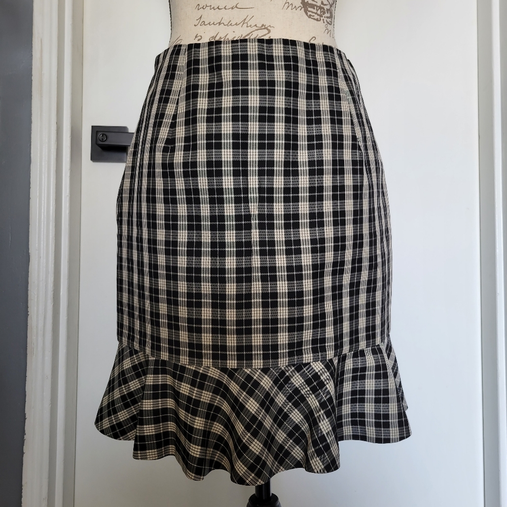 Robert Rodriguez Dark Academia Plaid Ruffle Mini Skirt Size M - Picture 4 of 10
